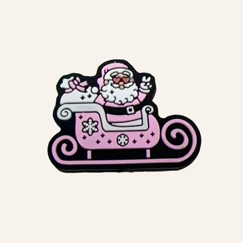 Wholesale 10pcs Christmas Santa Claus Sleigh Pattern Silicone Beads